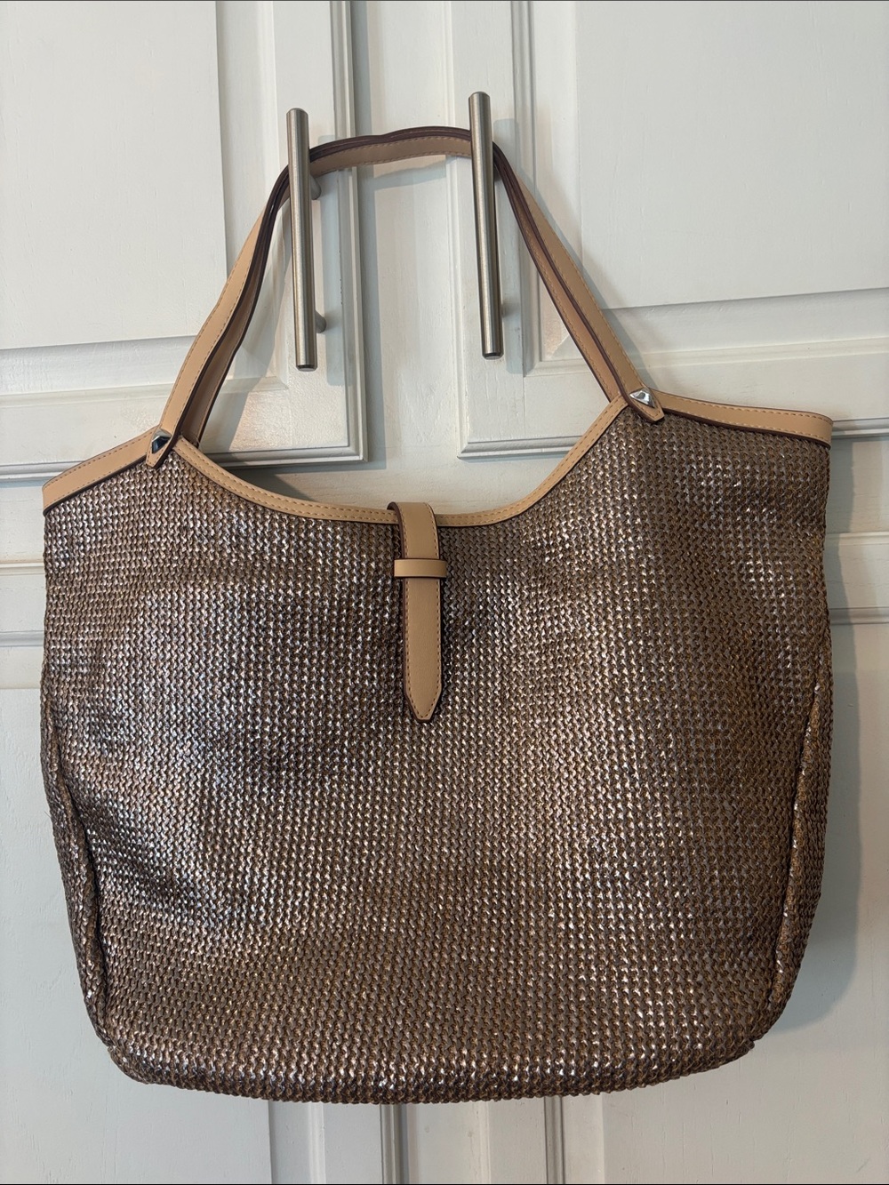 Stella and Dot Riviera Tote Bag with Leather-Trim and double handles